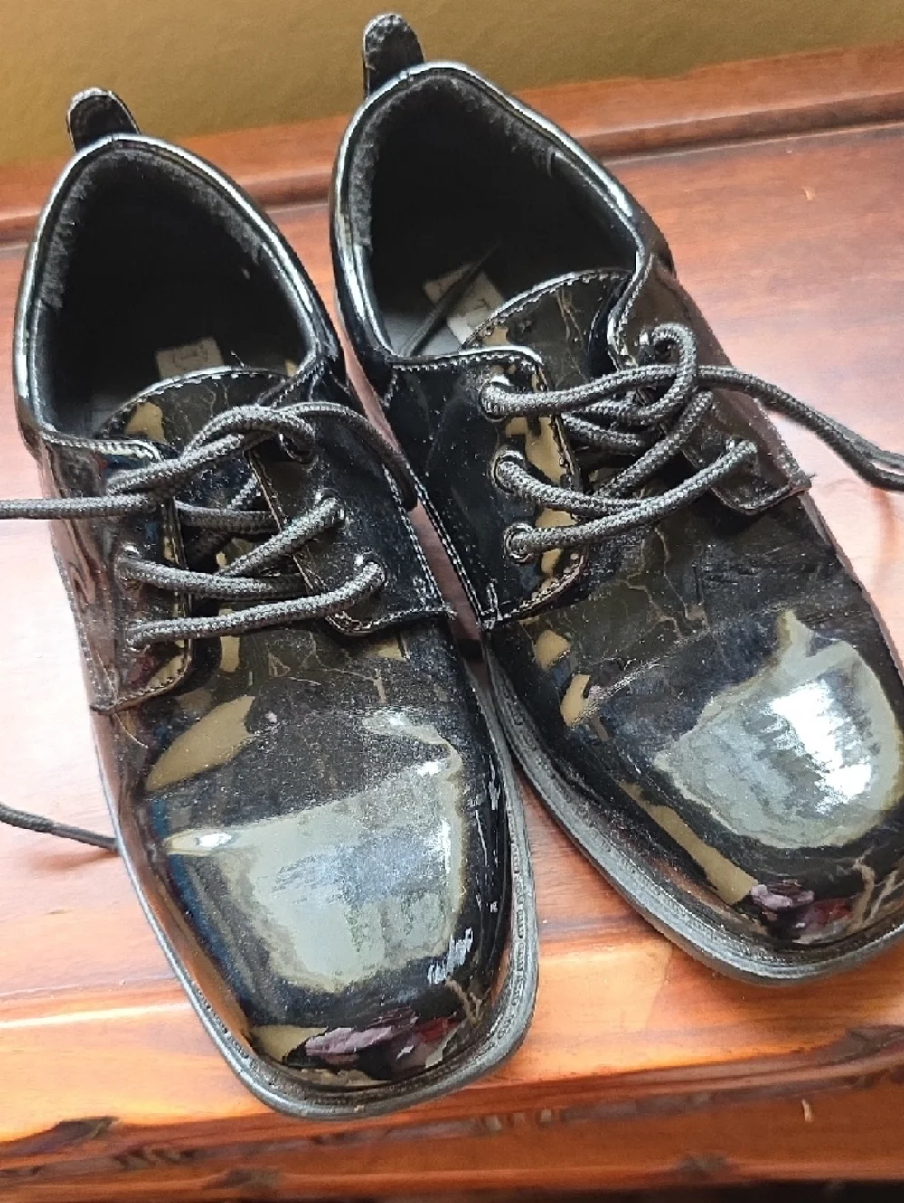 Tip Top Kids Black Patent Moccasin Lace-Up Shoes